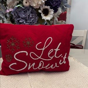 Festive Red 'Let It Snow' Holiday Pillow